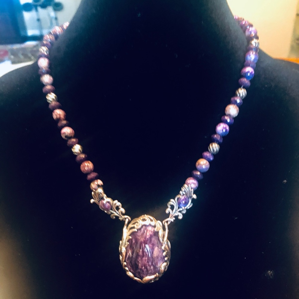 Carolyn Pollack Charoite & Beaded Necklace